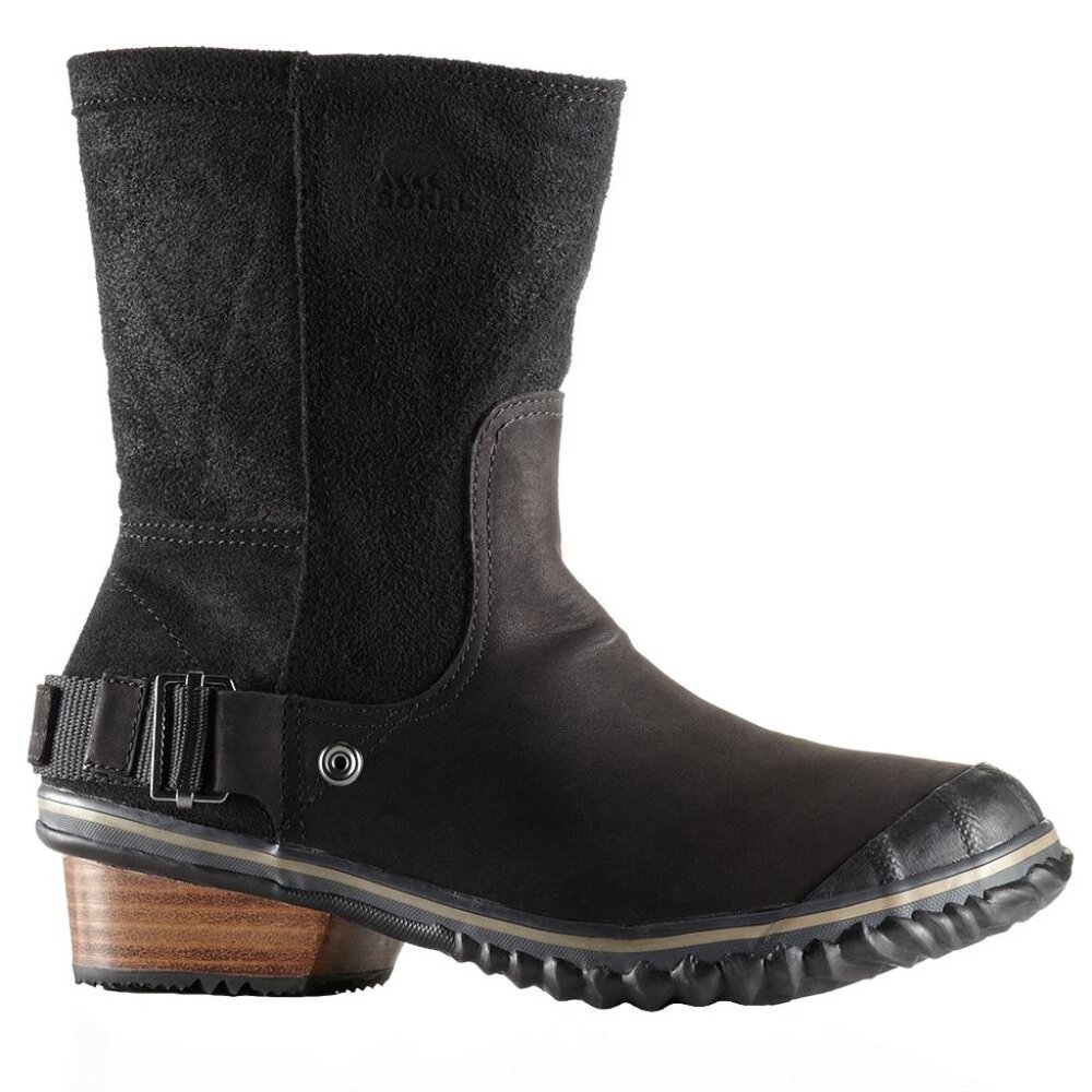 Sorel Women's Black Slim Shortie NL2107-010 Leather Block Ankle‎ Winter Boot 11